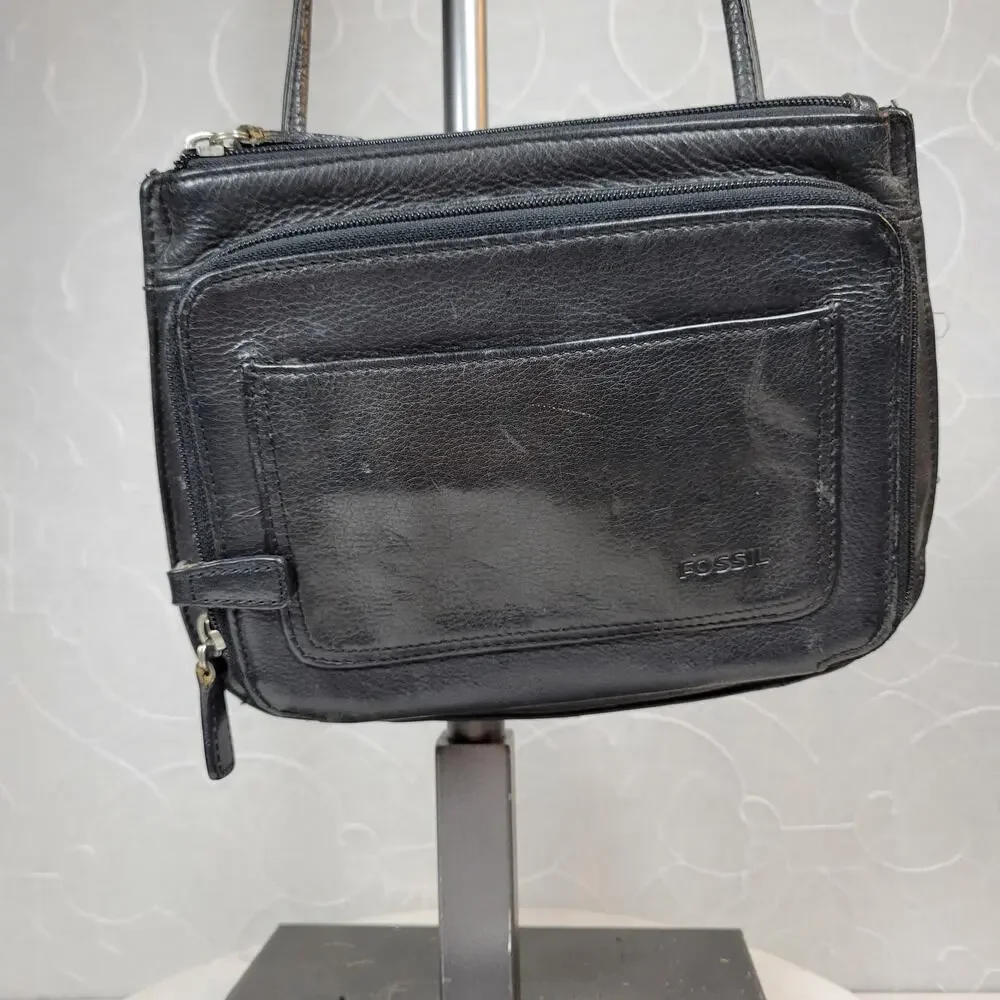 VTG Fossil Black Pebbled Leather‎ Purse 9
